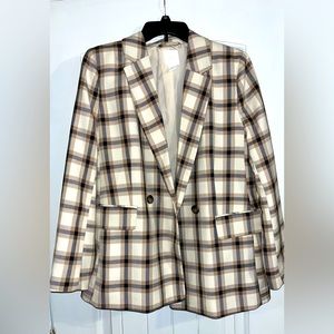 Oversized Gingham Patterned Blazer